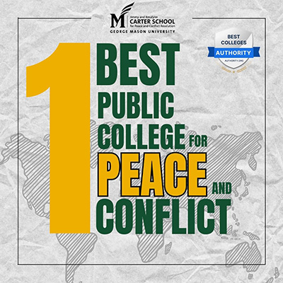 Graphic reading "Number 1 public college for Peace and Conflict"