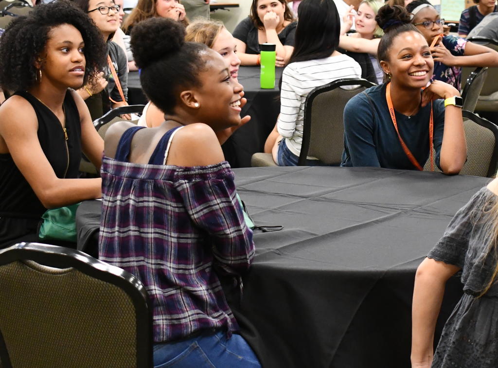 Students at a conference